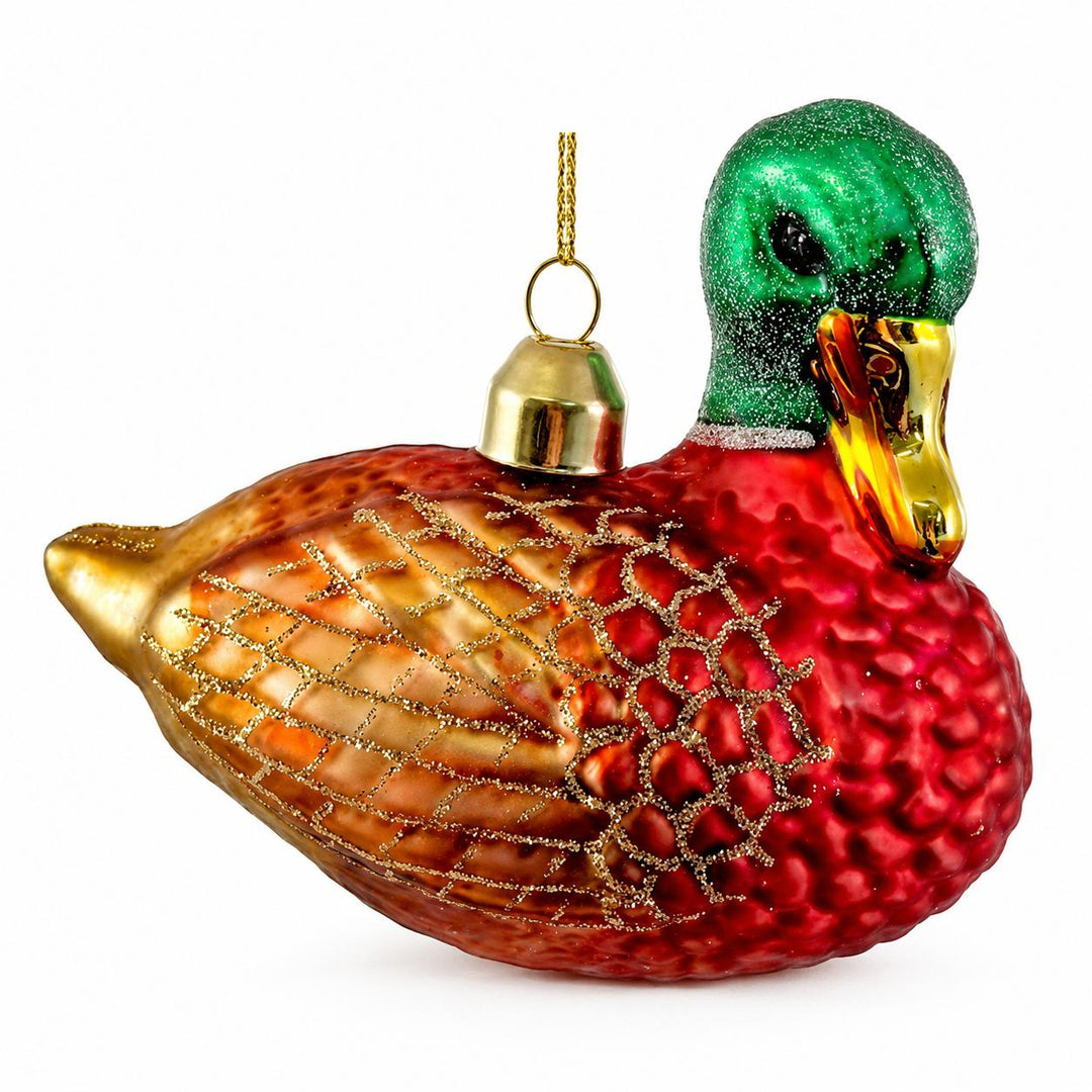 3" Glass Duck with Gold Glitter Ornament-Home/Giftware-Kevin's Fine Outdoor Gear & Apparel