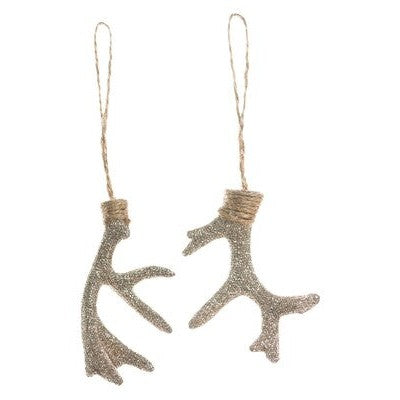 Textured Resin Antler with Glitter Ornament-Home/Giftware-Champagne-Kevin's Fine Outdoor Gear & Apparel