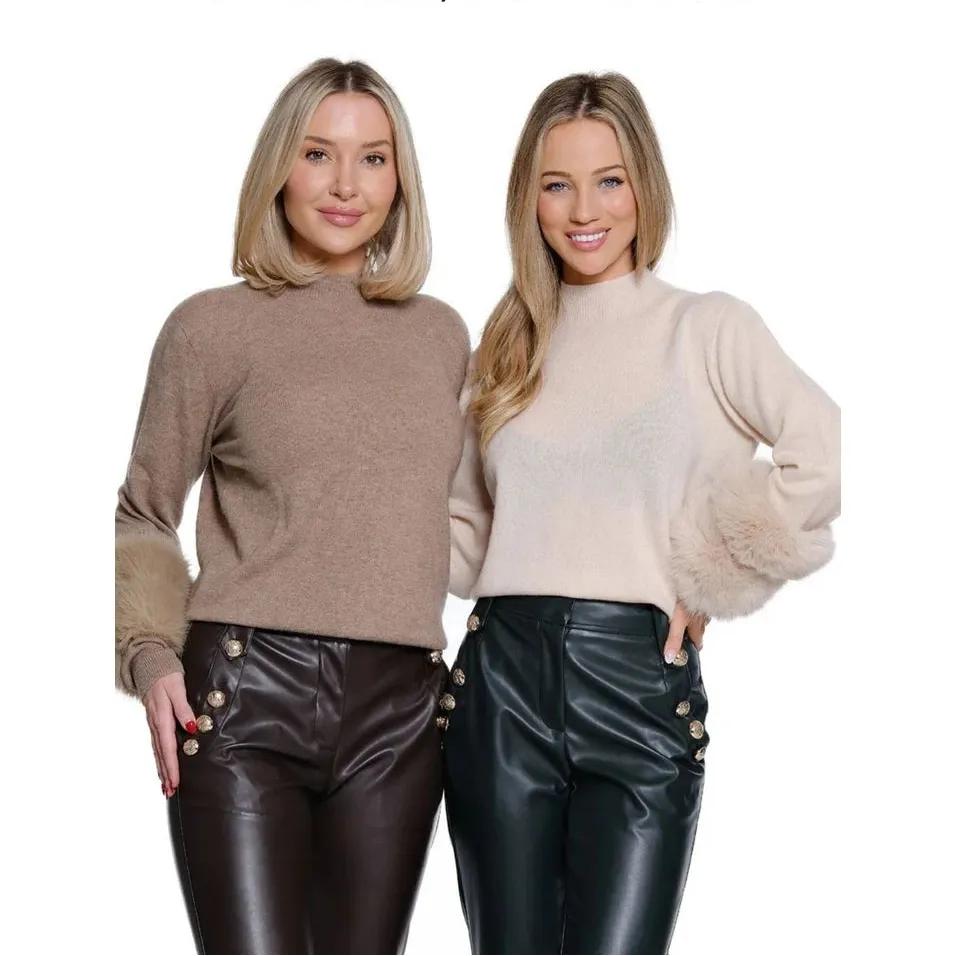 Fur Cuff Sweater-Women's Clothing-Kevin's Fine Outdoor Gear & Apparel