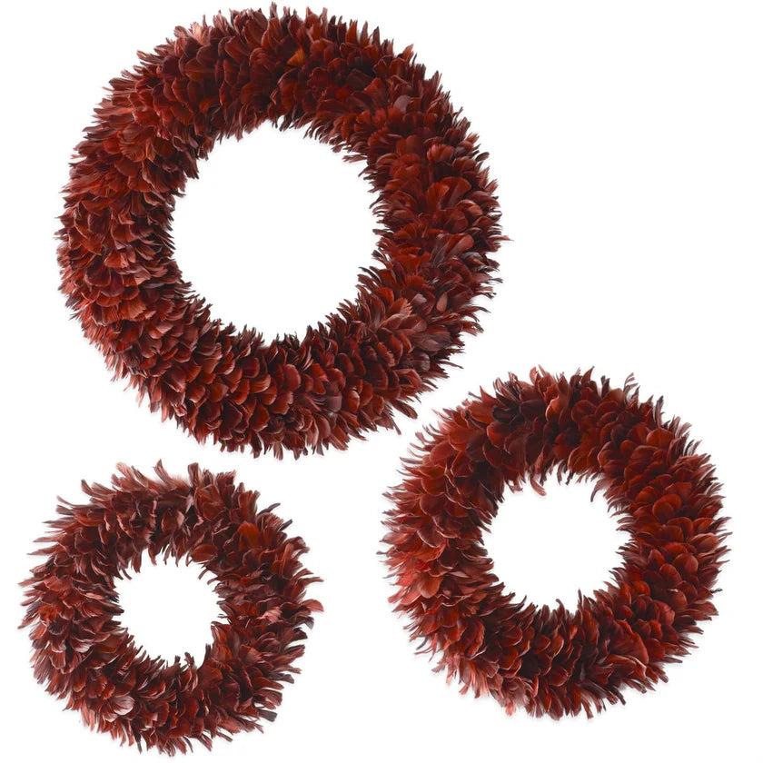 Burgundy Wispy Feather Wreaths-Home/Giftware-S-Kevin's Fine Outdoor Gear & Apparel