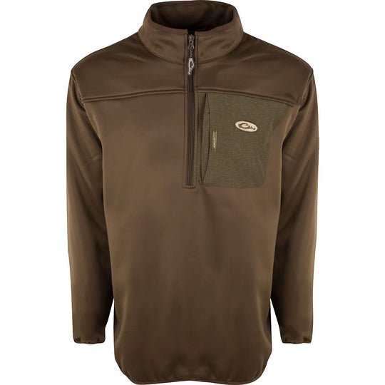 Drake Waterfowl MST Quarter Zip Refuge Eqwader Jacket-Men's Clothing-Brown-S-Kevin's Fine Outdoor Gear & Apparel