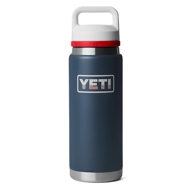 YETI Rambler 26 oz Bottle with Chug Cap-Hunting/Outdoors-Navy/White/Rescue Red Badge-Kevin's Fine Outdoor Gear & Apparel