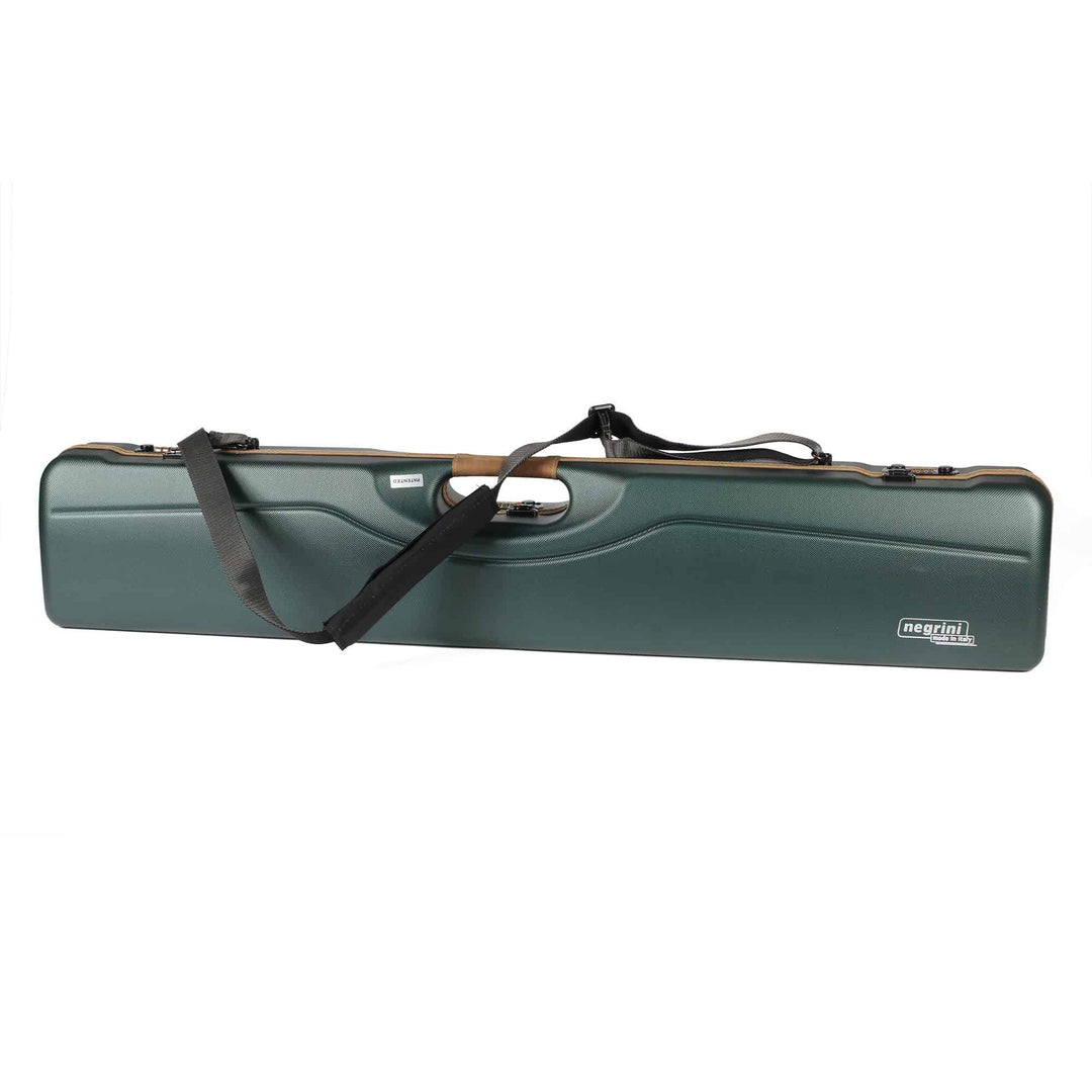 Negrini Deluxe Unicase Takedown Travel Shotgun Case 16406LX-Uni/5591-Hunting/Outdoors-Green/Cognac Leather/Brown-Kevin's Fine Outdoor Gear & Apparel