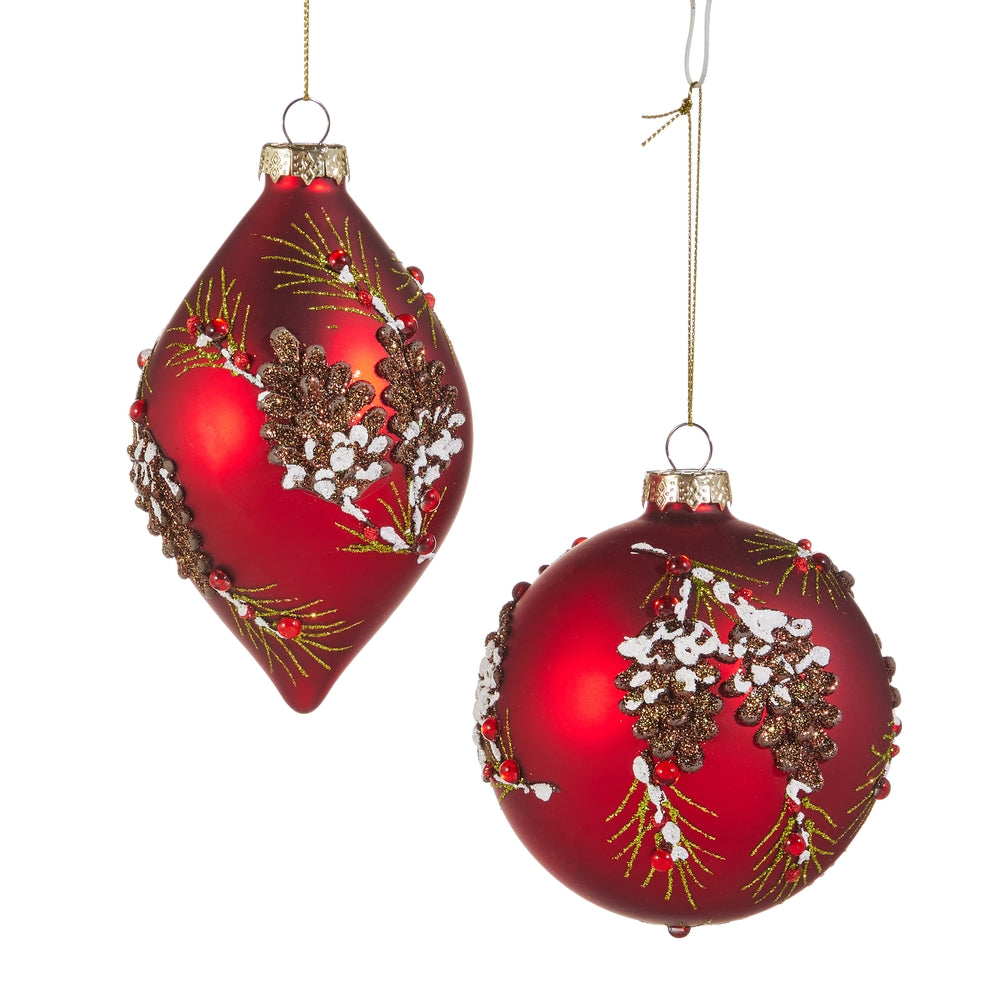 4" Pinecone Embellished Red Ornament-Home/Giftware-Kevin's Fine Outdoor Gear & Apparel