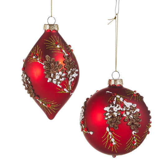 4" Pinecone Embellished Red Ornament-Home/Giftware-Kevin's Fine Outdoor Gear & Apparel