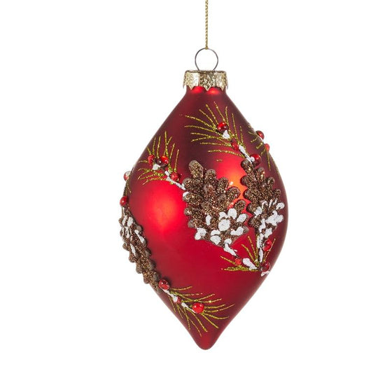 4" Pinecone Embellished Red Ornament-Home/Giftware-Teardrop-Kevin's Fine Outdoor Gear & Apparel