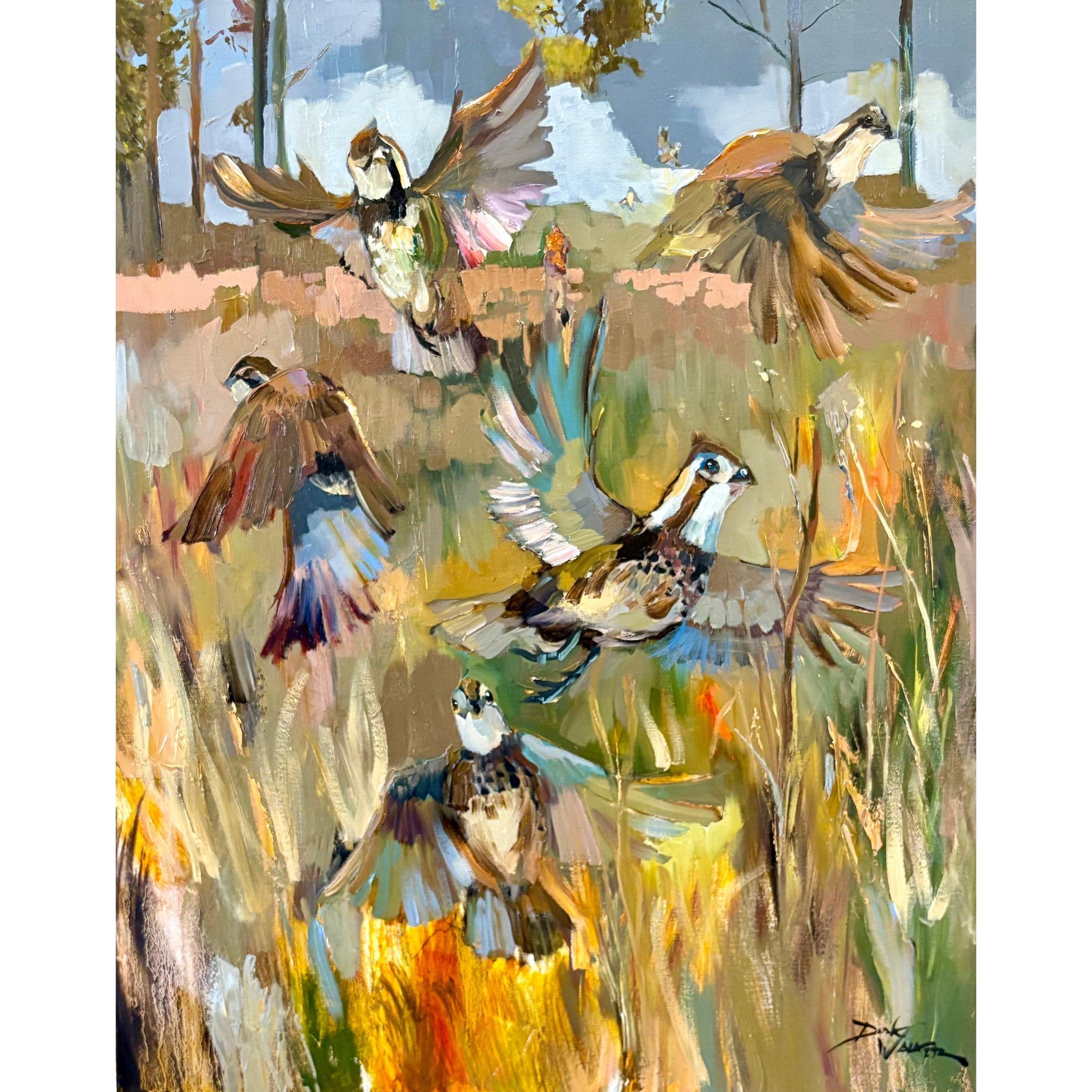 "Brushstrokes Beneath The Breeze-Red Hills Quail" Painting by Dirk Walker-Home/Giftware-Kevin's Fine Outdoor Gear & Apparel
