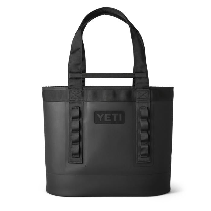 Black YETI Camino Carryall 35 waterproof tote bag with durable shell, dual shoulder straps, and gear loops.