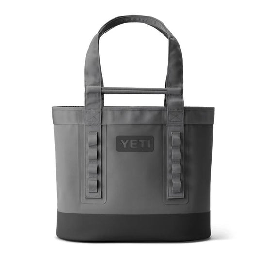 YETI Camino Carryall 35 in charcoal grey, featuring a durable, waterproof tote design with sturdy handles and utility loops.