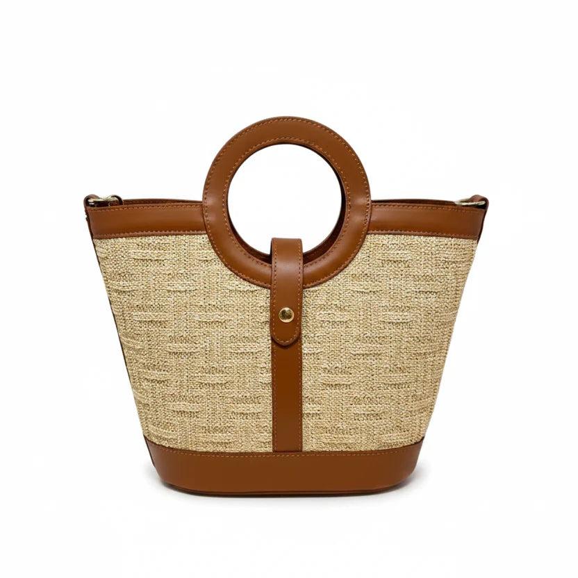 Kevin's Leather & Raffia Tote Bag