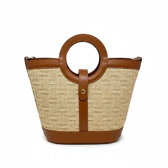 Kevin's Leather & Raffia Tote Bag