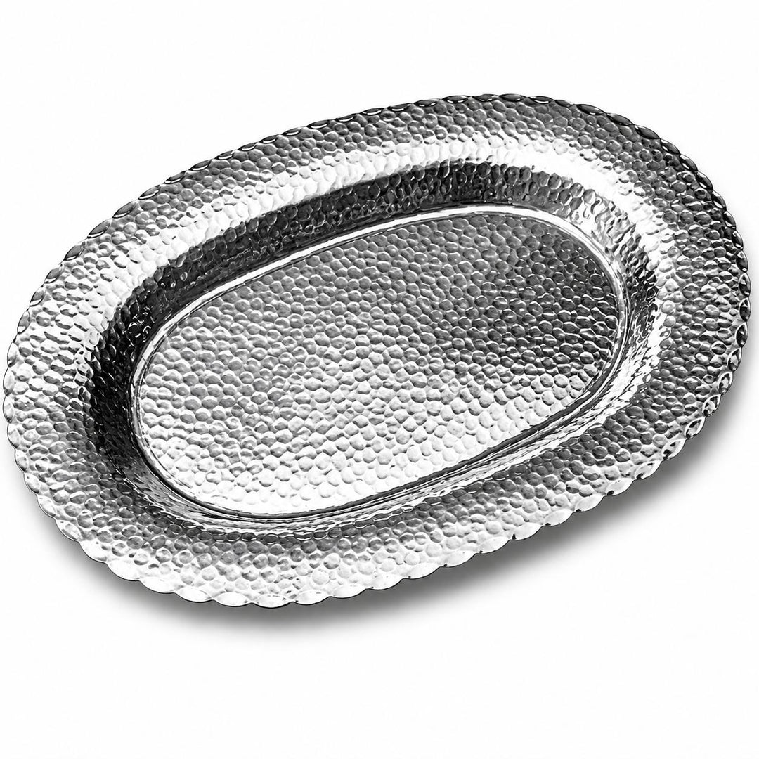 Aluminum Hammered Oval Scalloped Tray-Home/Giftware-Kevin's Fine Outdoor Gear & Apparel