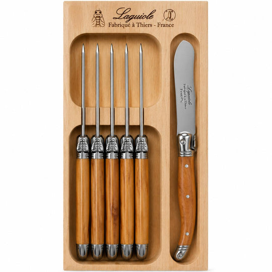 Laguiole Butter Knife Set (6 Pc.)-Home/Giftware-Olive Wood-Kevin's Fine Outdoor Gear & Apparel