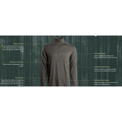 King's Camo XKG Foundation 150 Merino 1/4 Zip Tee-Hunting/Outdoors-Kevin's Fine Outdoor Gear & Apparel