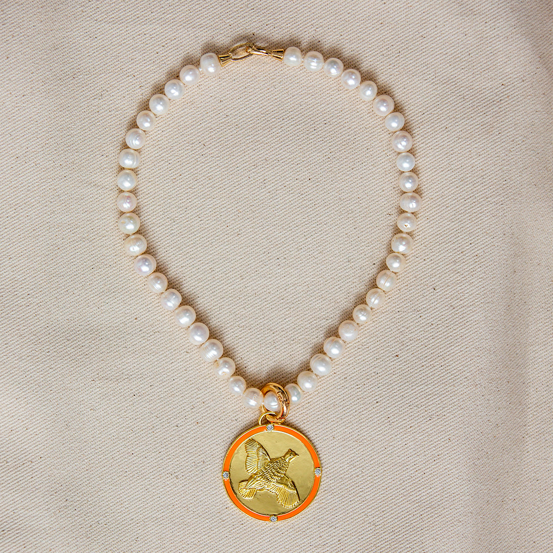 Kevin's Freshwater Pearl Bob White Quail Pendant Necklace-Jewelry-Orange Quail-Kevin's Fine Outdoor Gear & Apparel
