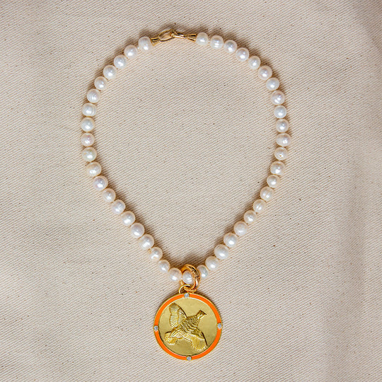 Kevin's Freshwater Pearl Bob White Quail Pendant Necklace-Jewelry-Orange Quail-Kevin's Fine Outdoor Gear & Apparel