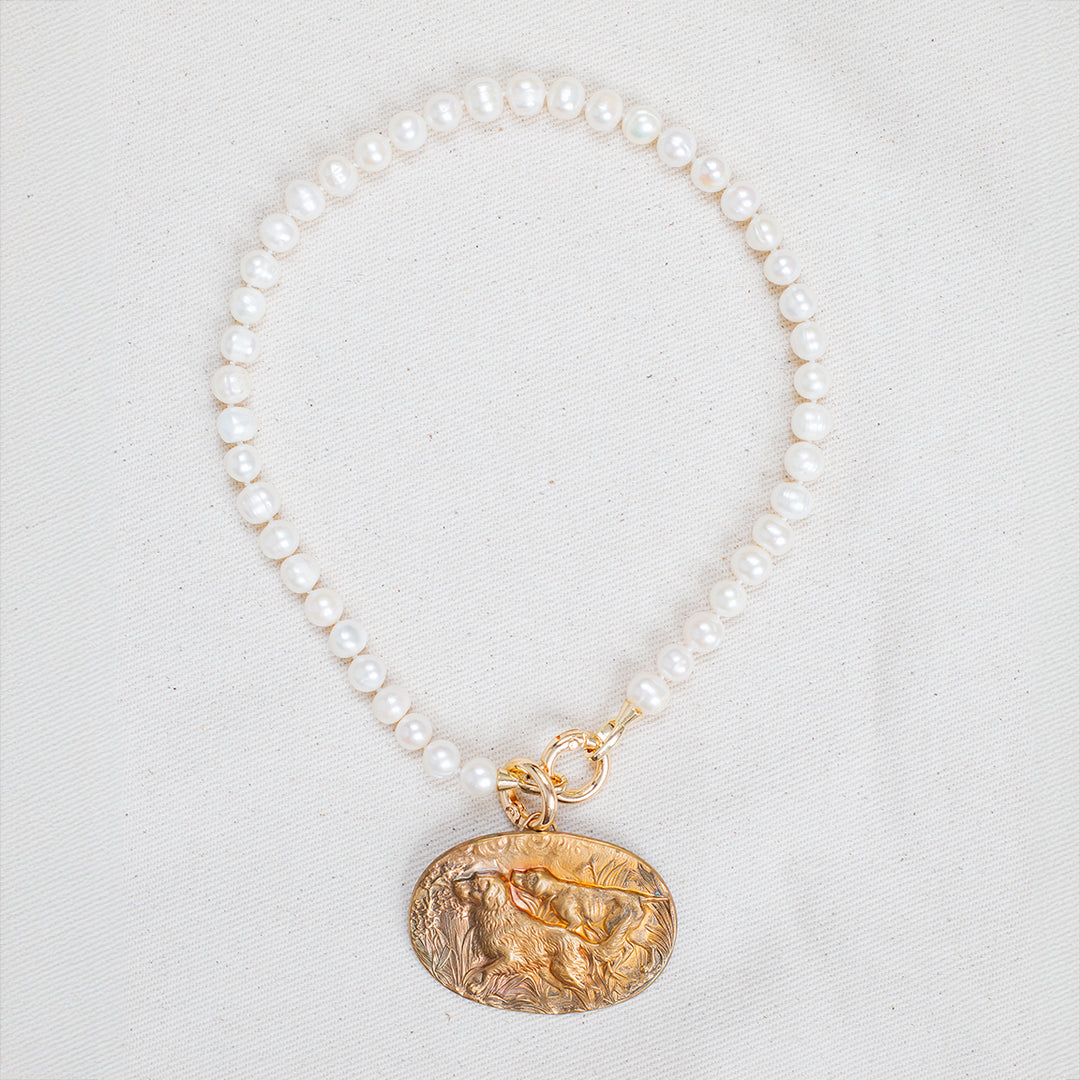 Freshwater Pearl Brass Pendant Necklace-Jewelry-Hunt Dogs-Kevin's Fine Outdoor Gear & Apparel