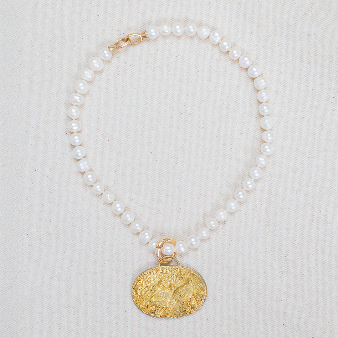 Freshwater Pearl Brass Pendant Necklace-Jewelry-Quail Trio-Kevin's Fine Outdoor Gear & Apparel