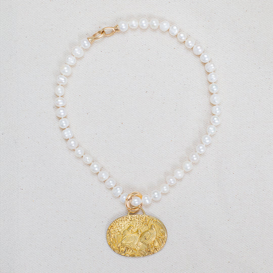 Freshwater Pearl Brass Pendant Necklace-Jewelry-Quail Trio-Kevin's Fine Outdoor Gear & Apparel