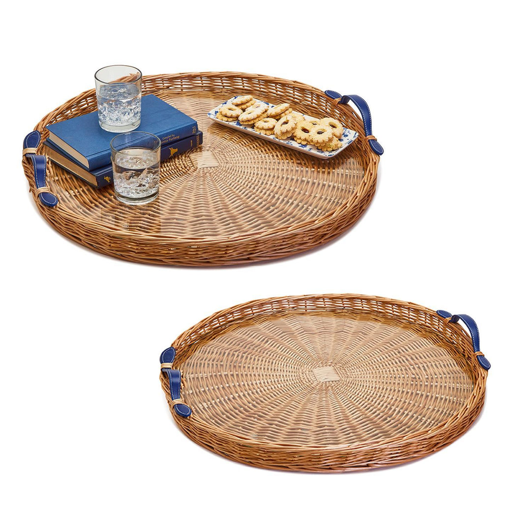 Set of 2 Round Hand-Crafted Wicker Tray with Handles-Home/Giftware-Kevin's Fine Outdoor Gear & Apparel