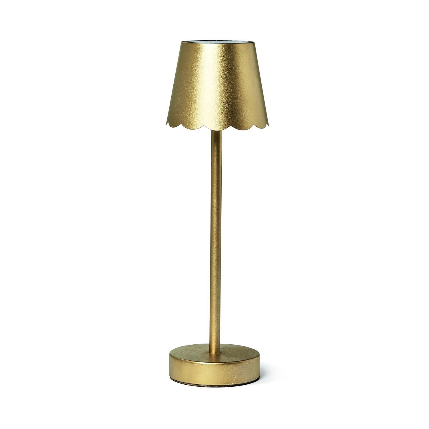 Led Portable Cordless Table Lamp with Scalloped Edge Shade
