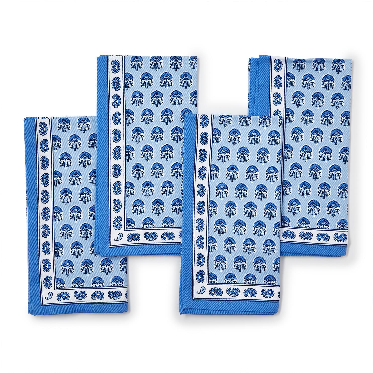 Chinoiserie Blue Block Cloth Napkins (Set of 4)-Home/Giftware-Kevin's Fine Outdoor Gear & Apparel