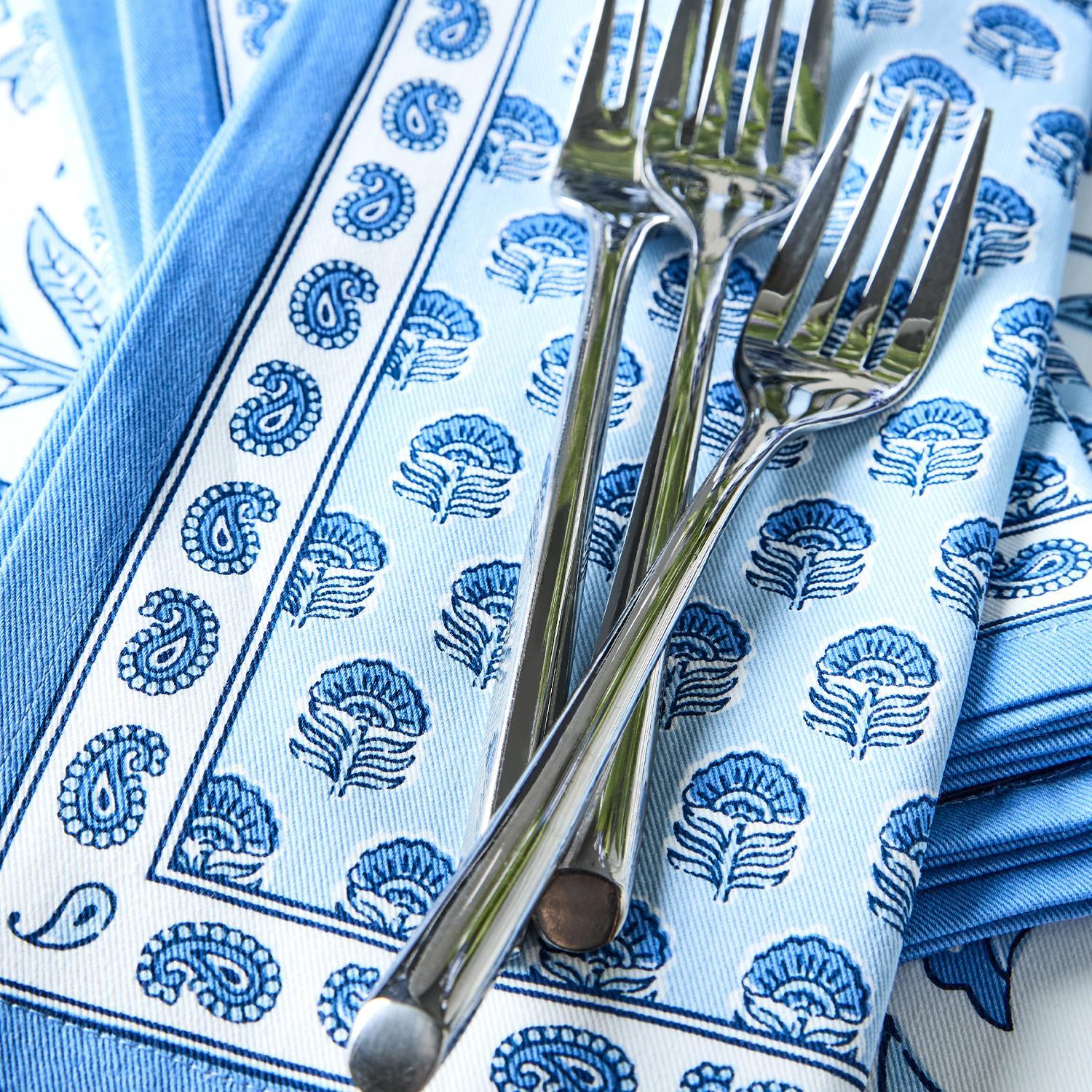 Chinoiserie Blue Block Cloth Napkins (Set of 4)-Home/Giftware-Kevin's Fine Outdoor Gear & Apparel