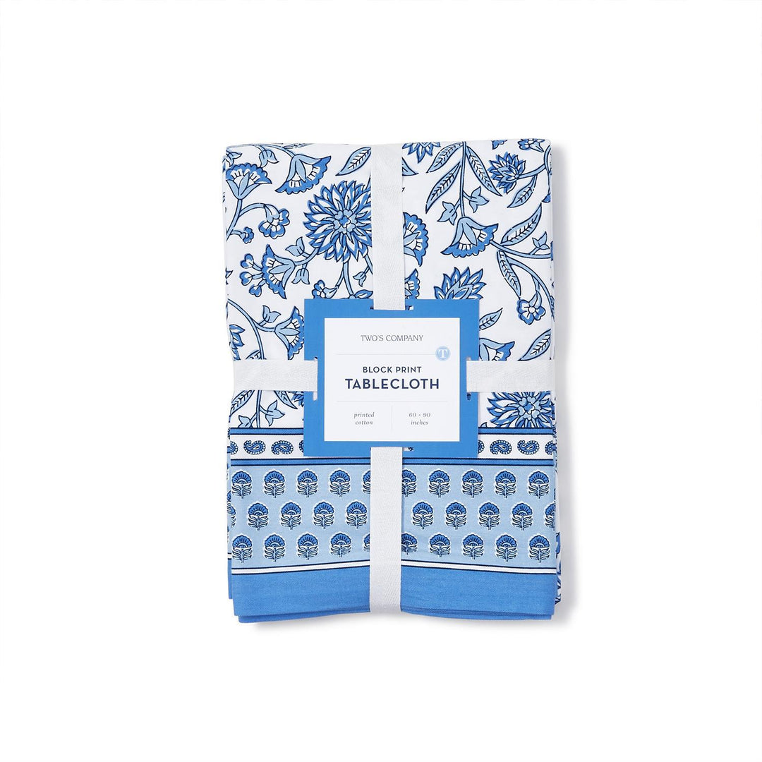 Chinoiserie Blue Block Print Tablecloth-Home/Giftware-Kevin's Fine Outdoor Gear & Apparel