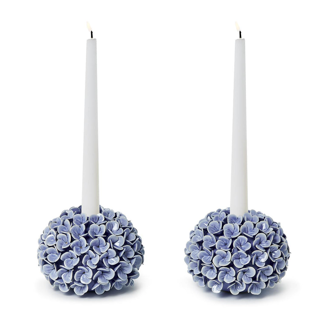 White Hydrangea Flower Bud Vases/Taper Candle Holders-Home/Giftware-Blue-Kevin's Fine Outdoor Gear & Apparel