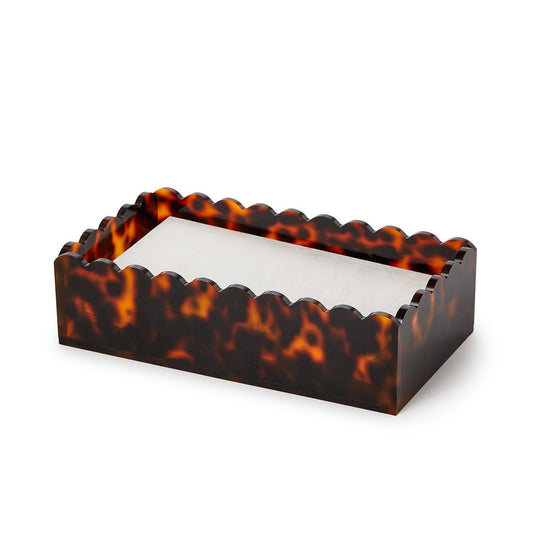 Tortoise Print Scalloped Edge Acrylic Guest Napkin Holder-Home/Giftware-Kevin's Fine Outdoor Gear & Apparel