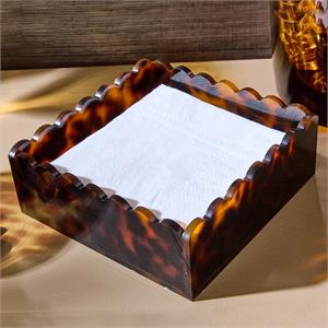 Tortoise Print Scalloped Edge Acrylic Cocktail Napkin Holder-Home/Giftware-Kevin's Fine Outdoor Gear & Apparel
