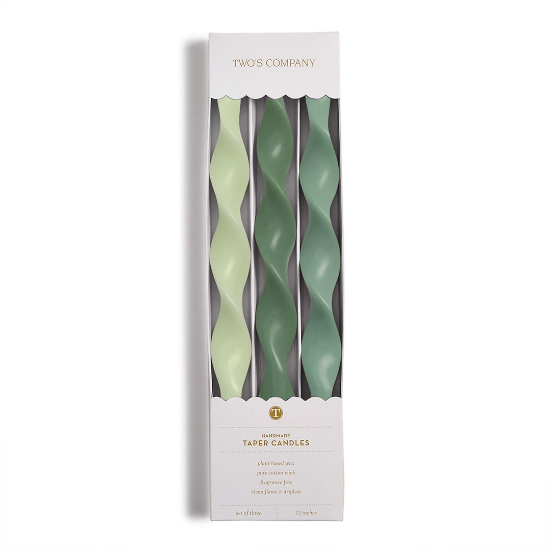 Twist and Glow Taper Candles (Set of 3)-Home/Giftware-Green-Kevin's Fine Outdoor Gear & Apparel