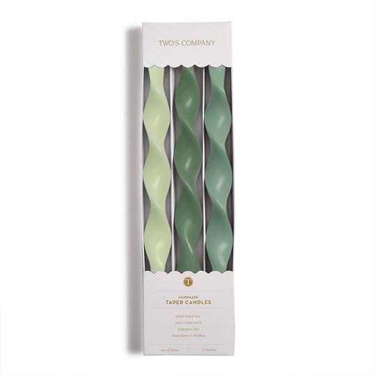 Twist and Glow Taper Candles (Set of 3)-Home/Giftware-Green-Kevin's Fine Outdoor Gear & Apparel