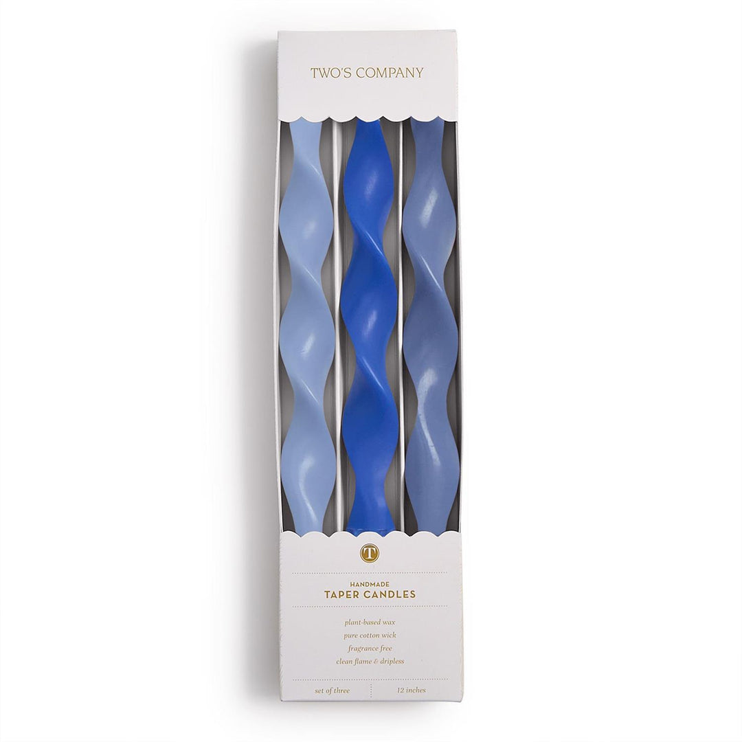 Twist and Glow Taper Candles (Set of 3)-Home/Giftware-Blue-Kevin's Fine Outdoor Gear & Apparel