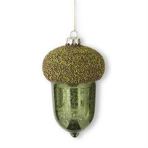 Mercury Glass Acorn Ornament with Glittered Beaded Top-Home/Giftware-Green-5.5"-Kevin's Fine Outdoor Gear & Apparel