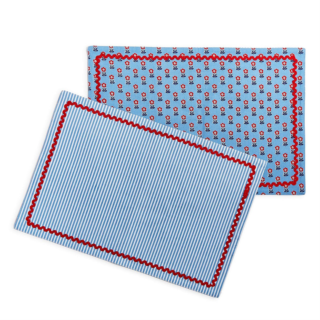 Red, White, and Bloom Double Sided Fabric Placemat (Set of 4)-Home/Giftware-Kevin's Fine Outdoor Gear & Apparel