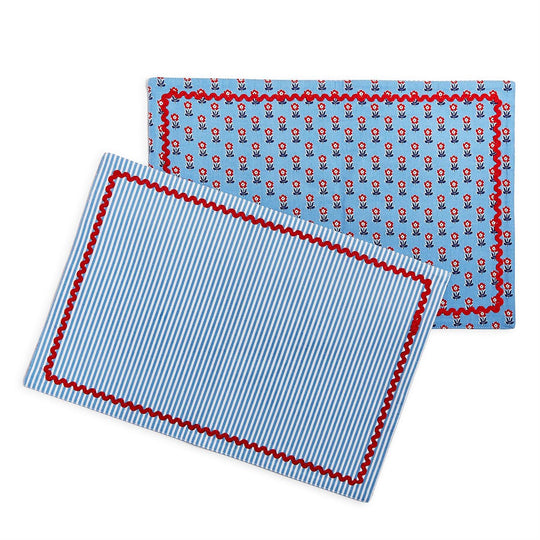 Red, White, and Bloom Double Sided Fabric Placemat (Set of 4)-Home/Giftware-Kevin's Fine Outdoor Gear & Apparel