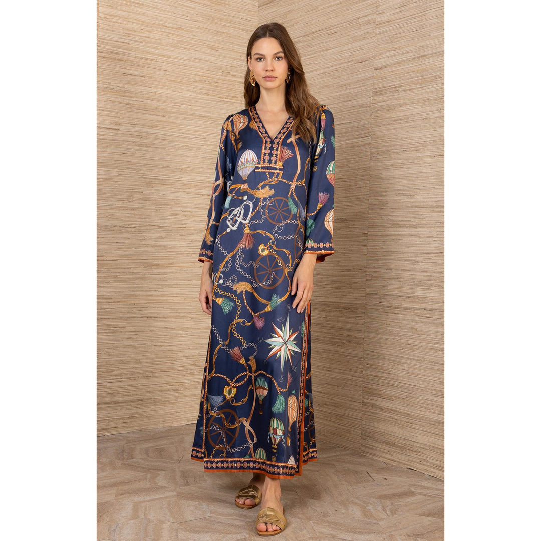 Hale Bob Valery Silk Long Dress-Women's Clothing-Navy-XS-Kevin's Fine Outdoor Gear & Apparel