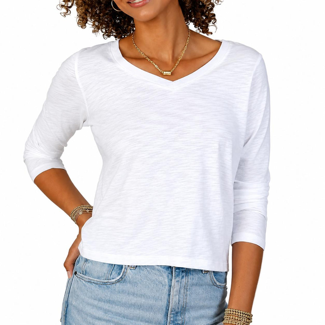 Erin Gray Vintage Low-Key Long Sleeve V-Neck-Women's Clothing-White-XS-Kevin's Fine Outdoor Gear & Apparel