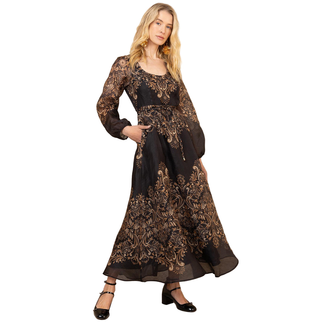 Hale Bob Aspyn Silk Long Dress-Women's Clothing-Black-XS-Kevin's Fine Outdoor Gear & Apparel