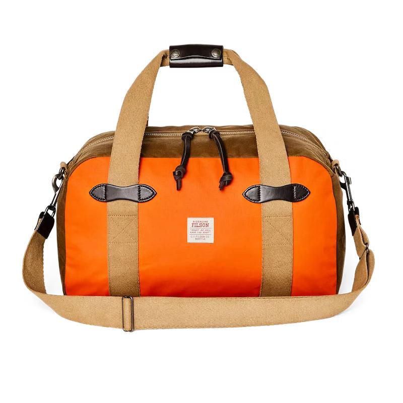 Filson Tin Cloth Small Duffle Bag-Luggage-Dark Tan/Flame-Kevin's Fine Outdoor Gear & Apparel