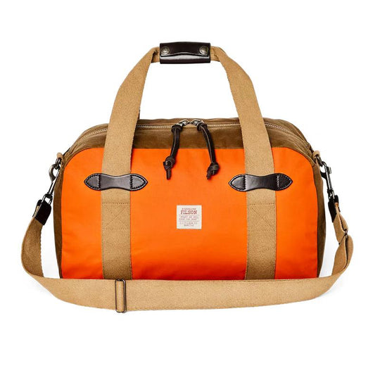 Filson Tin Cloth Small Duffle Bag-Luggage-Dark Tan/Flame-Kevin's Fine Outdoor Gear & Apparel