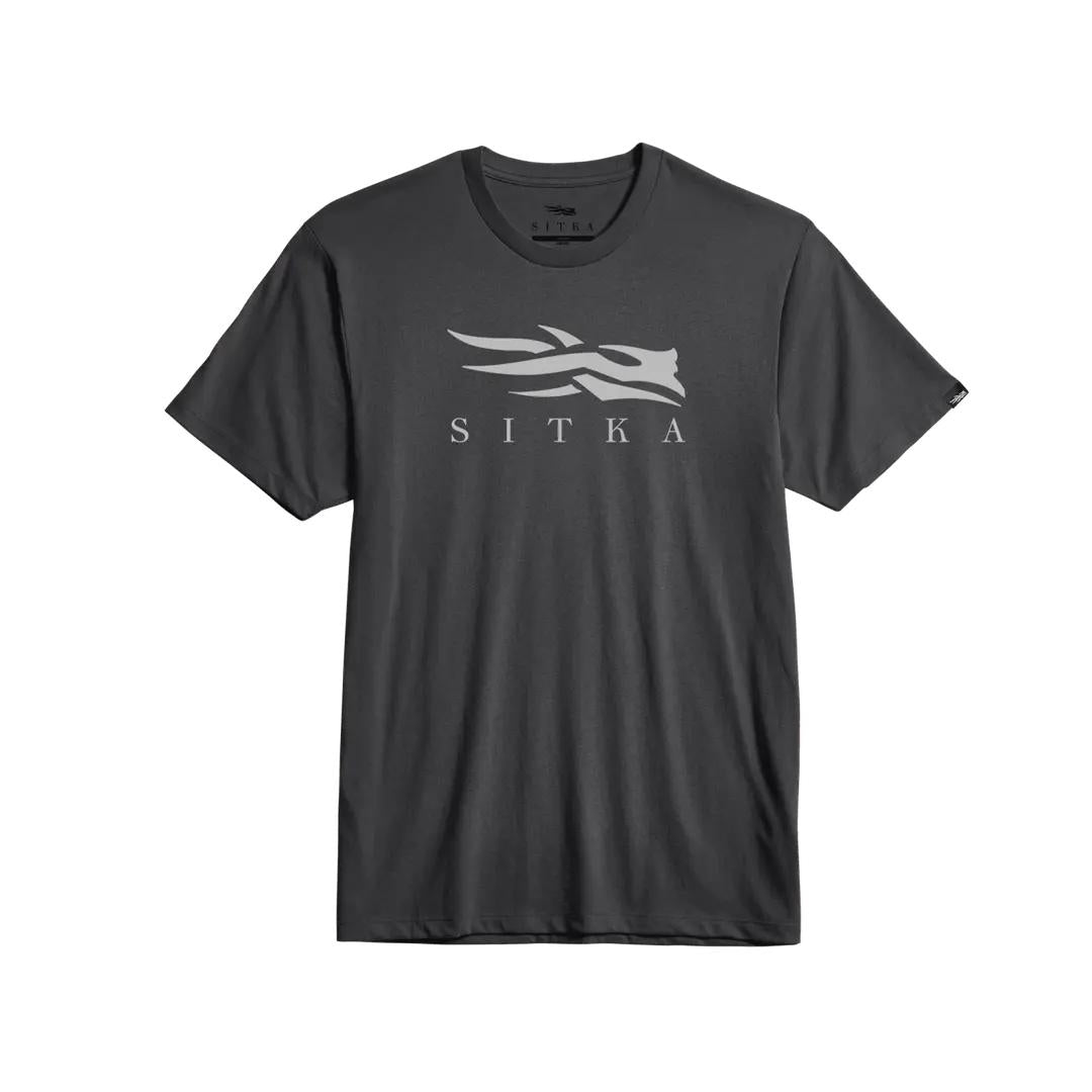 Charcoal grey Sitka Icon Pima cotton t-shirt with a white logo graphic on the chest.