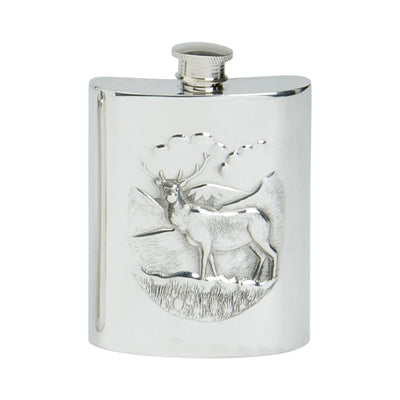 English Pewter Flask w/ Stag Scene-Home/Giftware-One Size-Kevin's Fine Outdoor Gear & Apparel