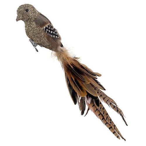 14" Feather Bird with Gold Head and Pheasant Tail Ornament-Home/Giftware-Kevin's Fine Outdoor Gear & Apparel