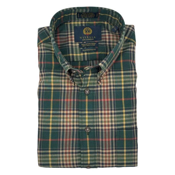 Viyella Plaid Button Down Long Sleeve Sport Shirt-Men's Clothing-Forest Green-S-Kevin's Fine Outdoor Gear & Apparel