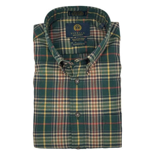 Viyella Plaid Button Down Long Sleeve Sport Shirt-Men's Clothing-Forest Green-S-Kevin's Fine Outdoor Gear & Apparel