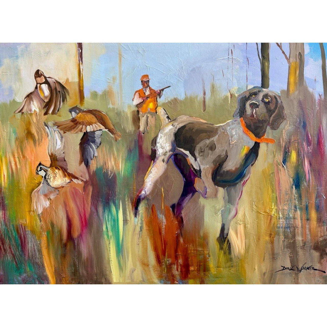 "Quick Flush GSP & Bobwhite Quail" Painting by Dirk Walker-Home/Giftware-Kevin's Fine Outdoor Gear & Apparel