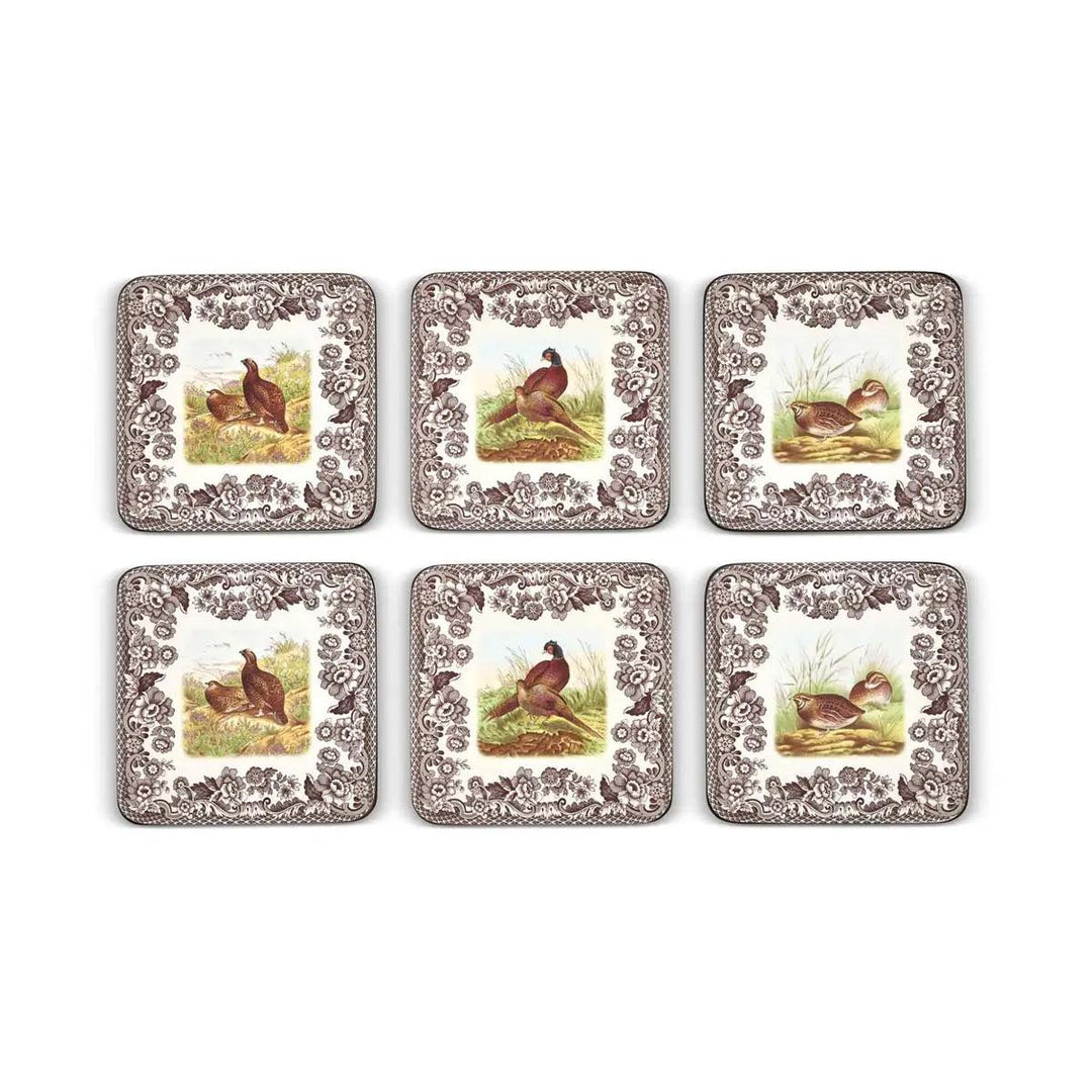 Spode Woodland Gamebird Square Coasters (Set of 6)-Home/Giftware-Kevin's Fine Outdoor Gear & Apparel
