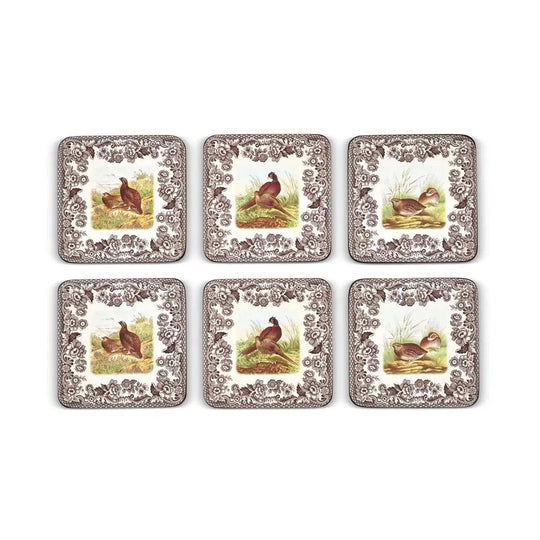 Spode Woodland Gamebird Square Coasters (Set of 6)-Home/Giftware-Kevin's Fine Outdoor Gear & Apparel